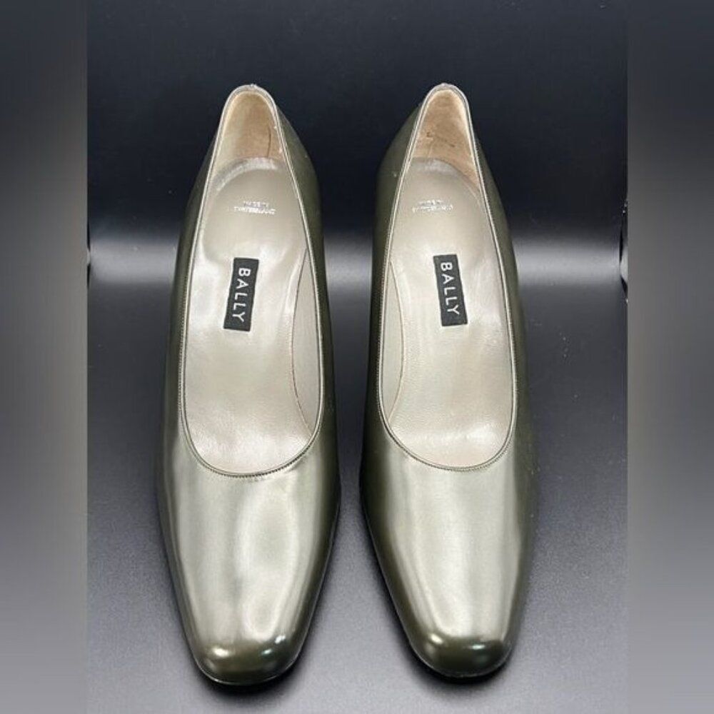 Bally Sheena Olive Green Leather Heels - SZ 5M